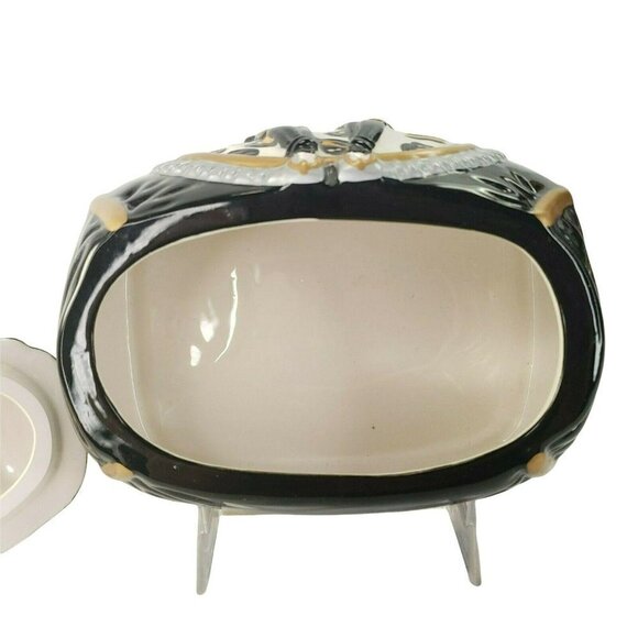Davids Cookies Ceramic Purse Cookie Snack Jar Leopard Pattern Silver Gold Emboss - Picture 7 of 9